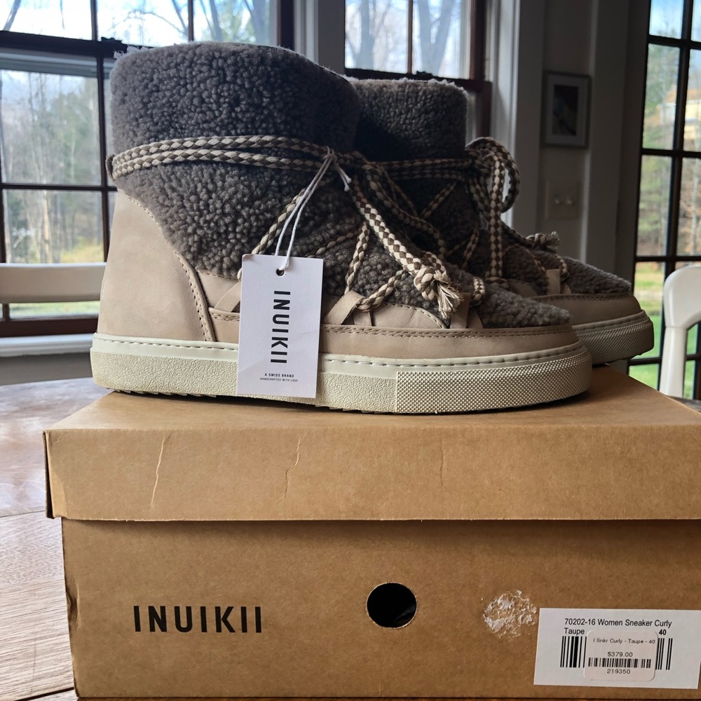 INUIKII Women’s Sneaker Curly Taupe, size 40 EU equivalent to woman’s size 9 US.
